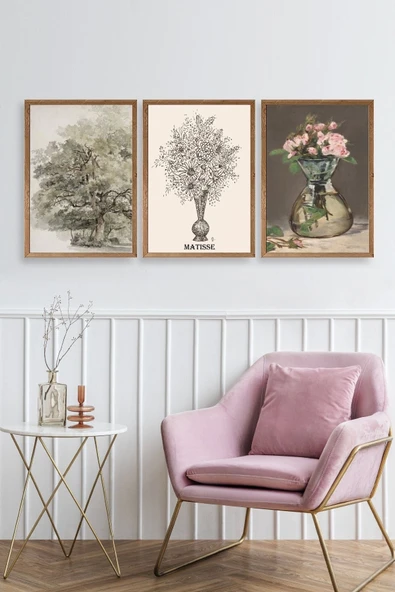 Matisse Üçlü Ahşap Çerçeveli Tablo 40 x 60 - Resim 2