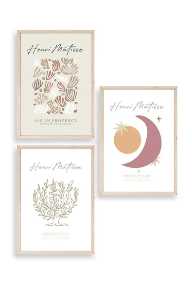 Matisse Üçlü Ahşap Çerçeveli Tablo 50 x 70 ürün görseli 1