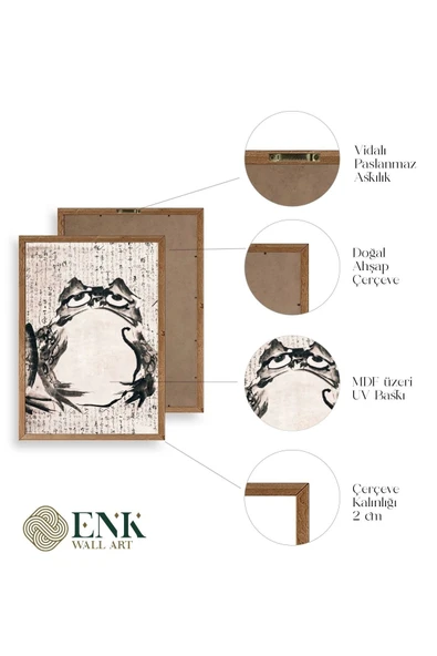 Kurbağa Ahşap Çerçeveli Tablo 30 x 42 - Resim 4