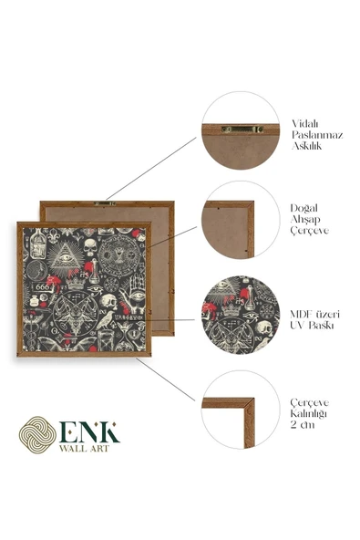 666 Ahşap Çerçeveli Tablo 42 x 42 - Resim 4