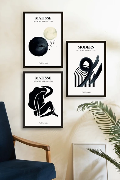 Matisse Üçlü Ahşap Çerçeveli Tablo 50 x 70 - Resim 2