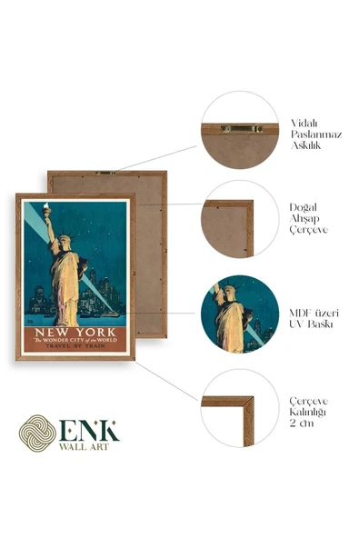 New York Ahşap Çerçeveli Tablo 30 x 42 - Resim 4