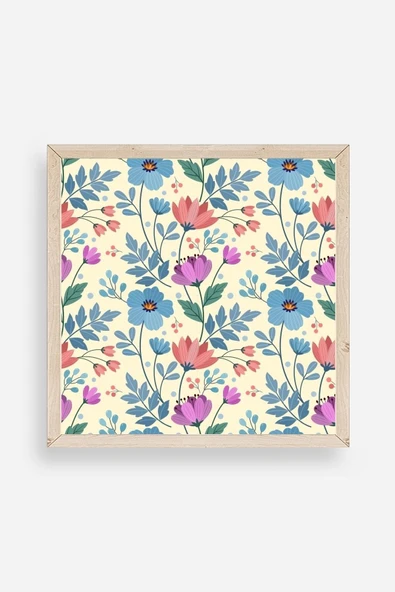 Çiçek Ahşap Çerçeveli Tablo 50 x 50 ürün görseli 1