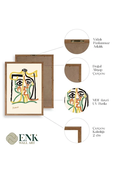Picasso Üçlü Ahşap Çerçeveli Tablo 50 x 70 - Resim 4