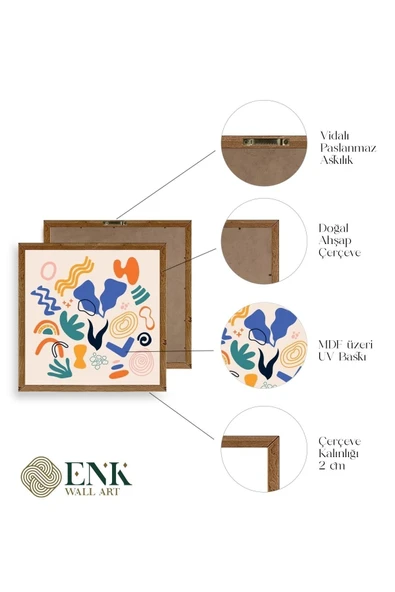 İllüstrasyon Ahşap Çerçeveli Tablo 50 x 50 - Resim 4