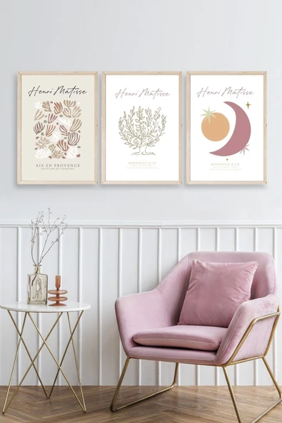 Matisse Üçlü Ahşap Çerçeveli Tablo 50 x 70 - Resim 2