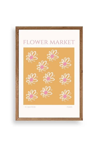 Çiçek Pazarı Ahşap Çerçeveli Tablo 23 x 30 ürün görseli 1