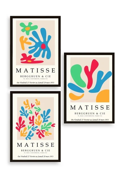 Matisse Üçlü Ahşap Çerçeveli Tablo 40 x 60 ürün görseli 1