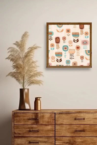 Çiçekler Ahşap Çerçeveli Tablo 42 x 42 - Resim 3