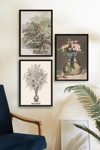 Matisse Üçlü Ahşap Çerçeveli Tablo 30 x 40 - Resim 2