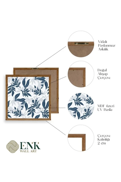 Yaprak Ahşap Çerçeveli Tablo 50 x 50 - Resim 4