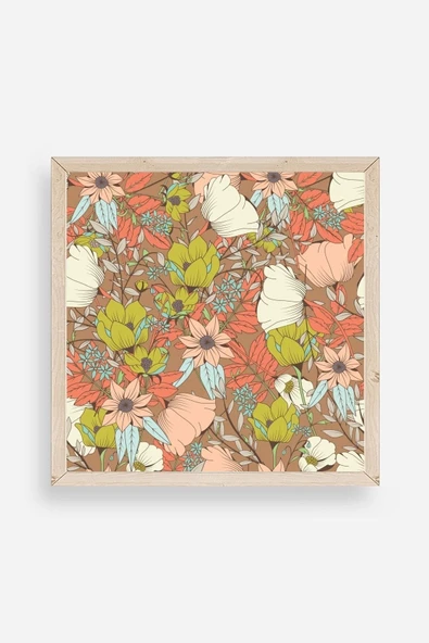 Çiçek Ahşap Çerçeveli Tablo 50 x 50 ürün görseli 1