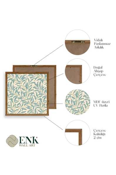 Yaprak Ahşap Çerçeveli Tablo 42 x 42 - Resim 4