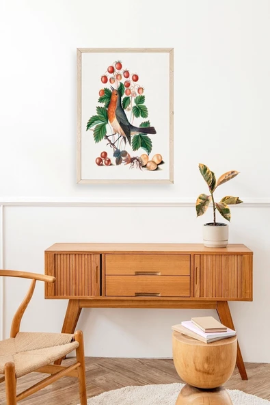 Daldaki Kuş Ahşap Çerçeveli Tablo 30 x 42 - Resim 3