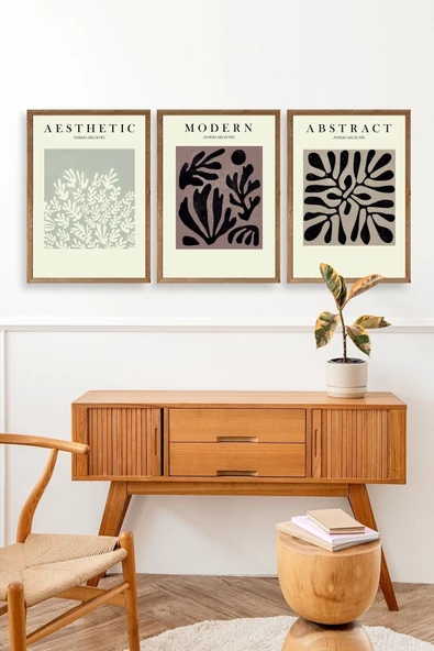 Modern Üçlü Ahşap Çerçeveli Tablo 40 x 60 - Resim 3