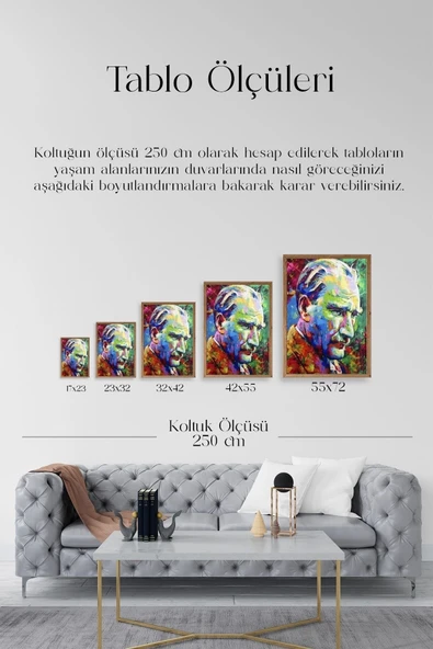 Atatürk Ahşap Çerçeveli Tablo 50 x 70 - Resim 5
