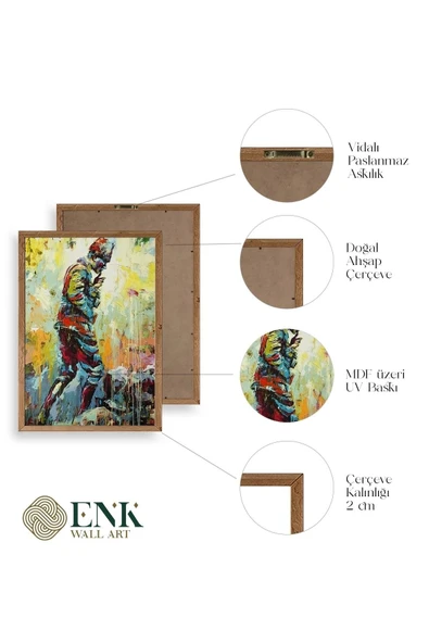 Atatürk Ahşap Çerçeveli Tablo 17 x 23 - Resim 4