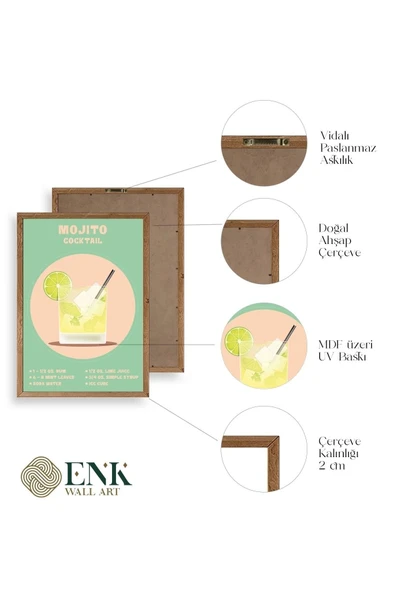 Mojito Ahşap Çerçeveli Tablo 50 x 70 - Resim 4