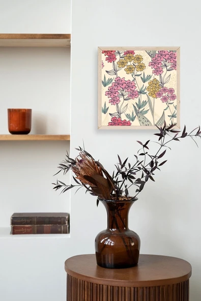 Çiçekler Ahşap Çerçeveli Tablo 42 x 42 - Resim 3