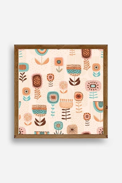 Çiçekler Ahşap Çerçeveli Tablo 42 x 42 ürün görseli 1