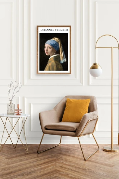 İnci Küpeli Kız Ahşap Çerçeveli Tablo 23 x 30 - Resim 2