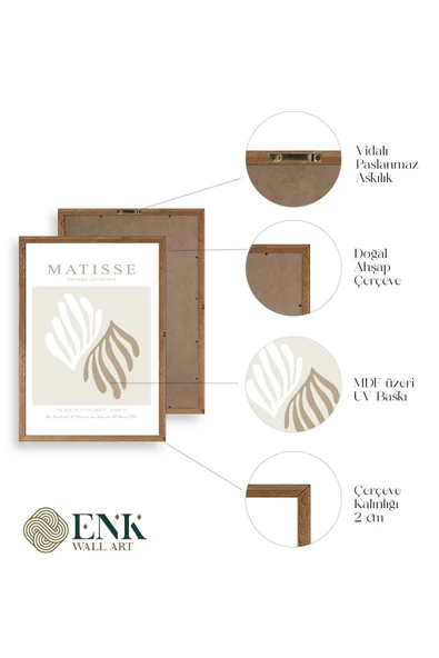 Matisse Üçlü Ahşap Çerçeveli Tablo 50 x 70 - Resim 4
