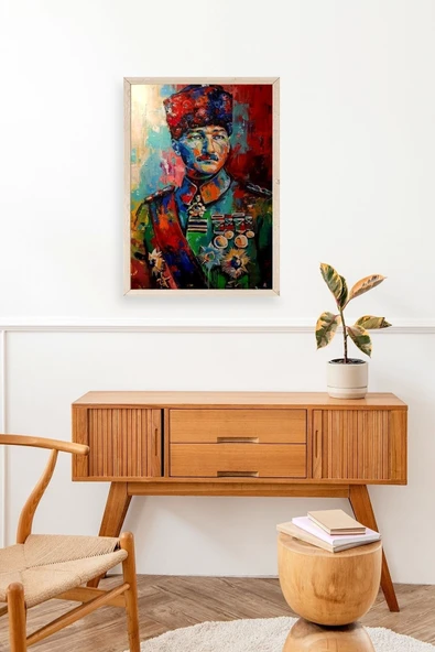 Atatürk Ahşap Çerçeveli Tablo 23 x 30 - Resim 3