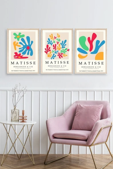 Matisse Üçlü Ahşap Çerçeveli Tablo 50 x 70 - Resim 2