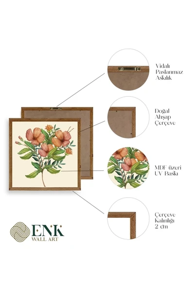 Çiçek Ahşap Çerçeveli Tablo 23 x 23 - Resim 4