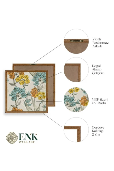 Çiçek Ahşap Çerçeveli Tablo 23 x 23 - Resim 4
