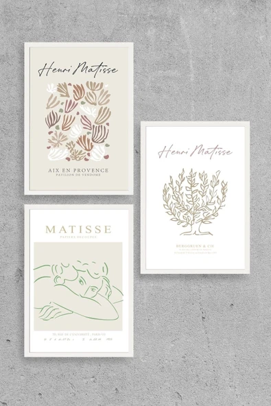 Matisse Üçlü Ahşap Çerçeveli Tablo 30 x 40 ürün görseli 1