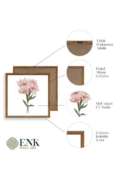 Çiçek Ahşap Çerçeveli Tablo 23 x 23 - Resim 4