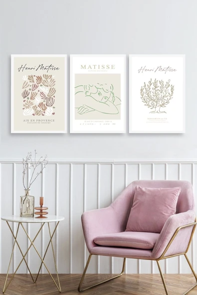 Matisse Üçlü Ahşap Çerçeveli Tablo 30 x 40 - Resim 2