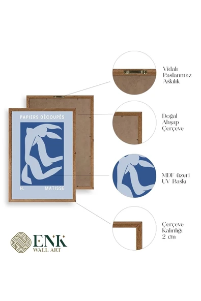 Henri Matisse Ahşap Çerçeveli Tablo 23 x 30 - Resim 4