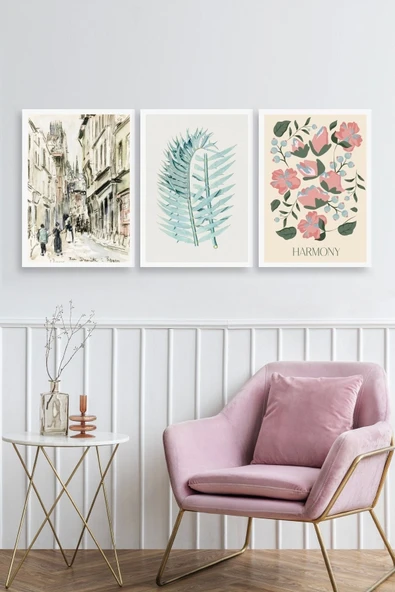 Harmony Üçlü Ahşap Çerçeveli Tablo 50 x 70 - Resim 2