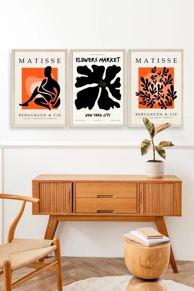 Matisse Üçlü Ahşap Çerçeveli Tablo 30 x 40 - Resim 3