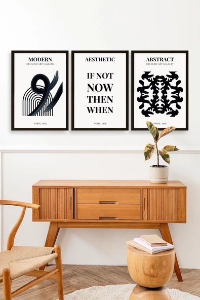 Modern Üçlü Ahşap Çerçeveli Tablo 50 x 70 - Resim 2