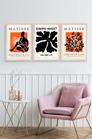 Matisse Üçlü Ahşap Çerçeveli Tablo 30 x 40 - Resim 2