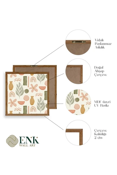 Yaprak Ahşap Çerçeveli Tablo 50 x 50 - Resim 4