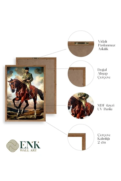 Atatürk Ahşap Çerçeveli Tablo 23 x 30 - Resim 4