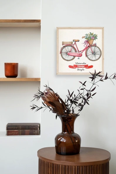 Bisiklet Ahşap Çerçeveli Tablo 50 x 50 - Resim 3