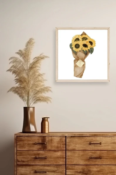 Çiçek Ahşap Çerçeveli Tablo 23 x 23 - Resim 2