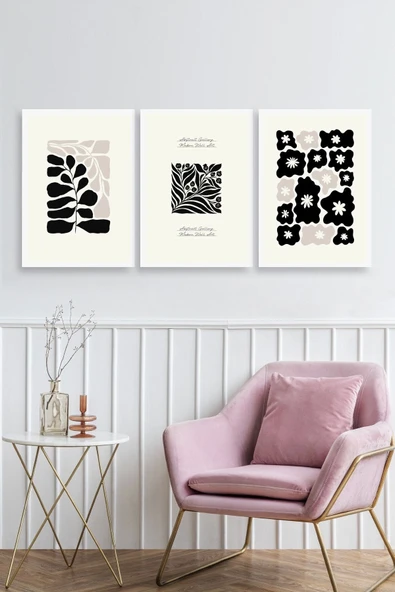 Modern Üçlü Ahşap Çerçeveli Tablo 23 x 30 - Resim 2