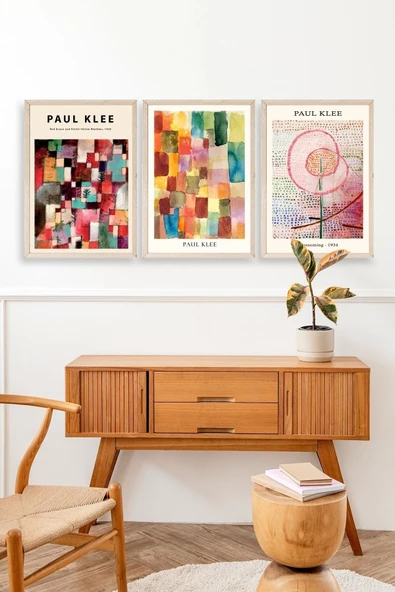 Paul Klee Üçlü Ahşap Çerçeveli Tablo 40 x 60 - Resim 3