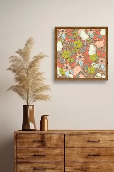 Çiçek Ahşap Çerçeveli Tablo 42 x 42 - Resim 2