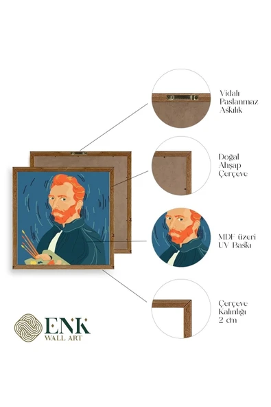 Van Gogh Ahşap Çerçeveli Tablo 50 x 50 - Resim 4