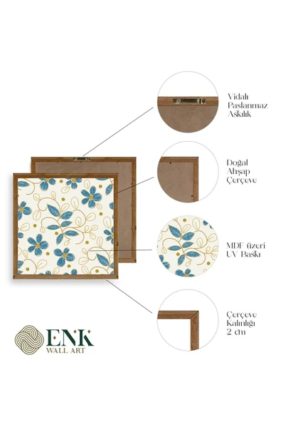 Çiçek Ahşap Çerçeveli Tablo 23 x 23 - Resim 4