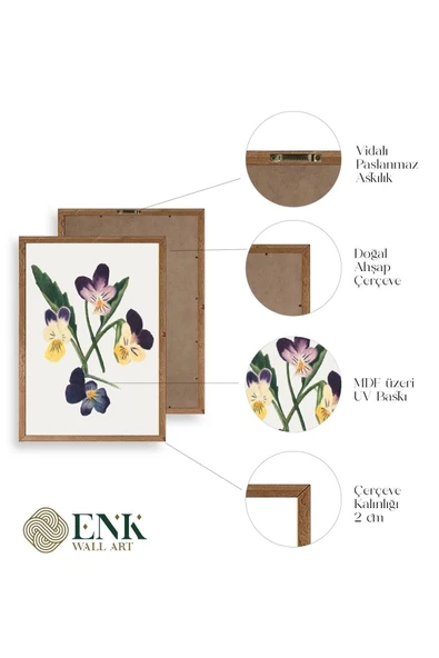 Çiçekler Ahşap Çerçeveli Tablo 30 x 42 - Resim 4