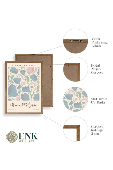 Henri Matisse Ahşap Çerçeveli Tablo 30 x 42 - Resim 4