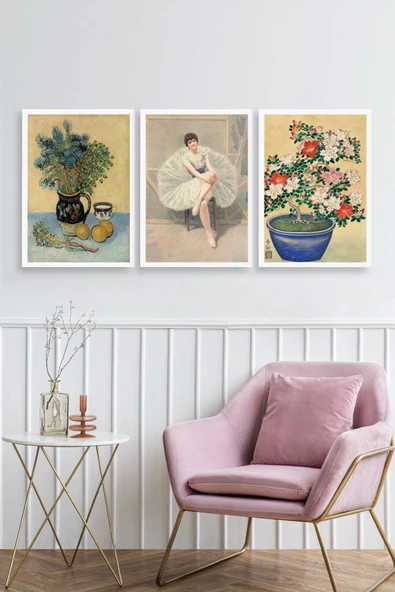 Ünlü Tablolar Üçlü Ahşap Çerçeveli Tablo 30 x 40 ürün görseli 1